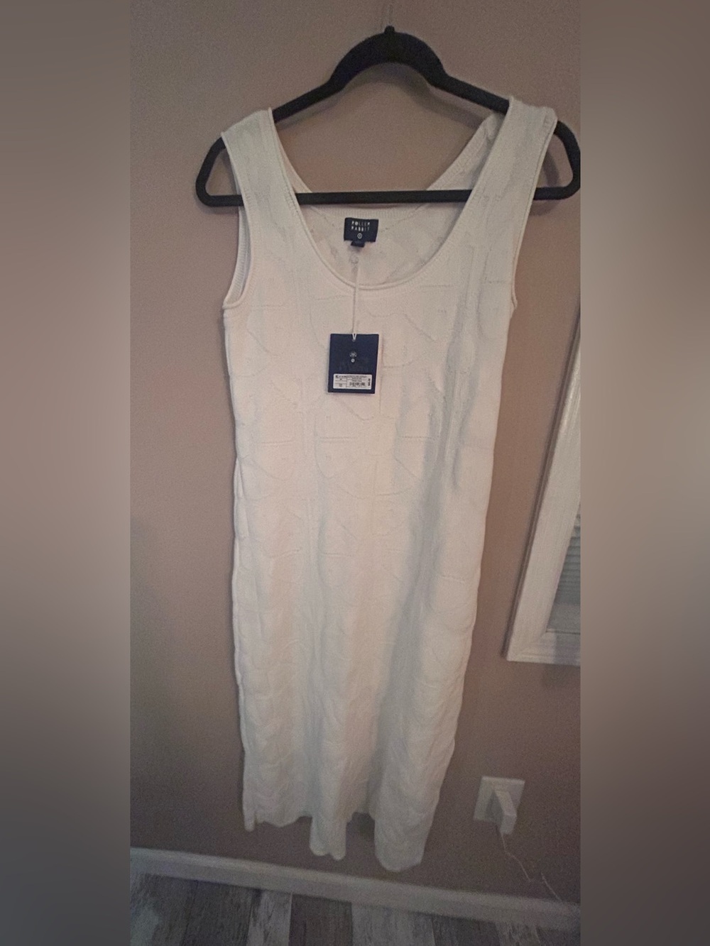 NWT Roller Rabbit White Textured Knit Scoop Neck Midi Dress